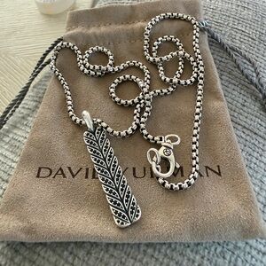 David Yurman chevron black diamonds w 22” chain new w authenticity and dustbag